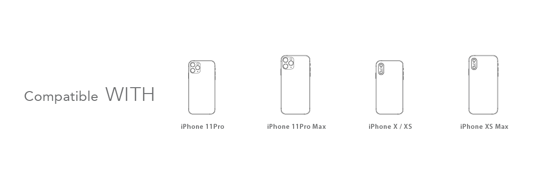 Compatible with: iPhone 11 Pro, iPhone 11 Pro Max, iPhone X / XS, iPhone XS Max